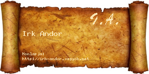 Irk Andor névjegykártya
